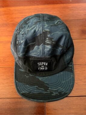 Supra Blue Camo 5 Panel Hat Cap Adjustable Buckle Strap